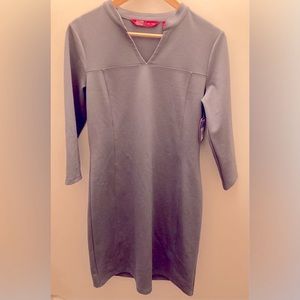 NWT EMS womens medium grand tour dress pewter/taupe 3/4 sleeve